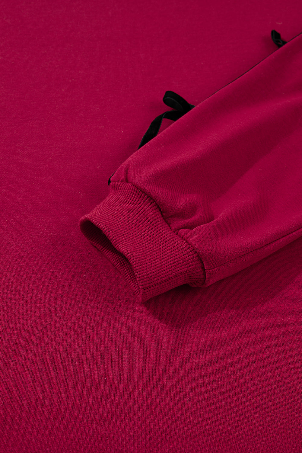 Racing Red Contrast Striped Bow Detail Drop Shoulder Sweatshirt Dress with Pockets