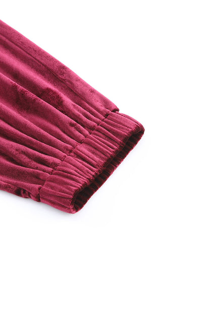 Ensemble de salon deux pièces en velours rouge feu 