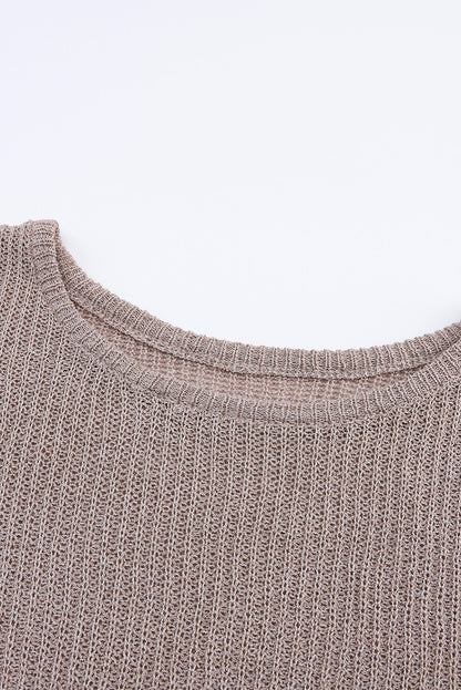 Pull gris ample à manches dolman et ourlet asymétrique