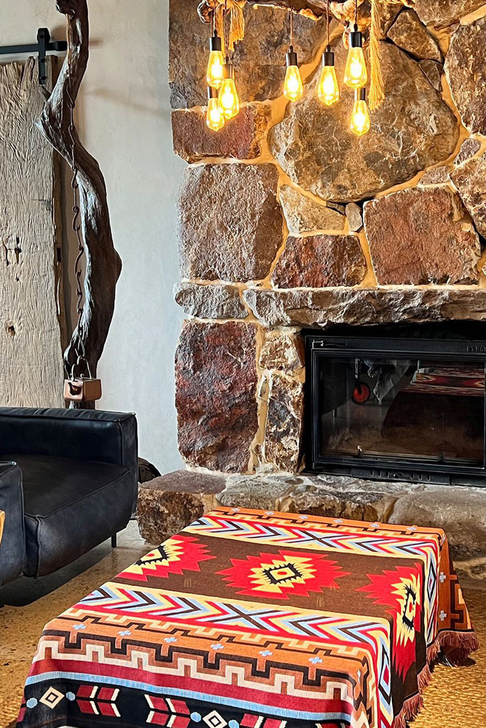 Western Pattern Tasseled Large Blanket