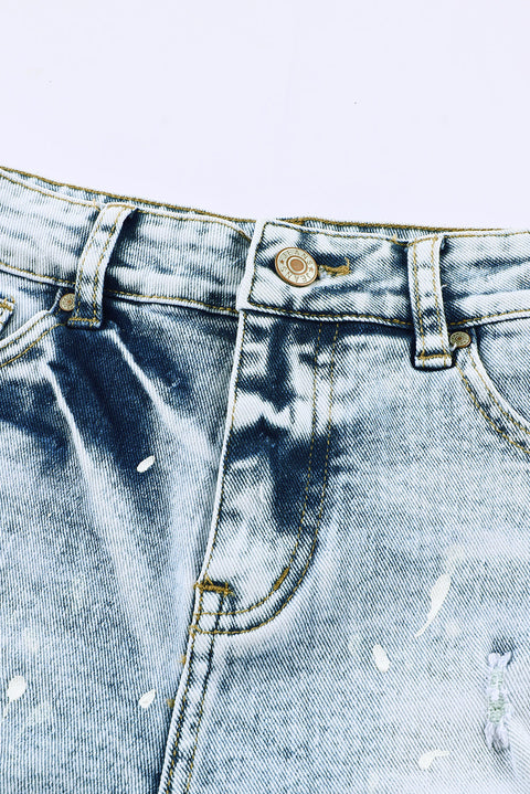 Distressed Bleached Denim Shorts