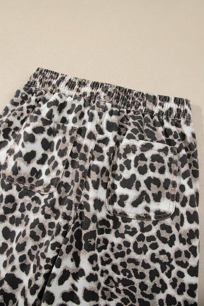 Black Leopard Print Drawstring Jogger Jeans