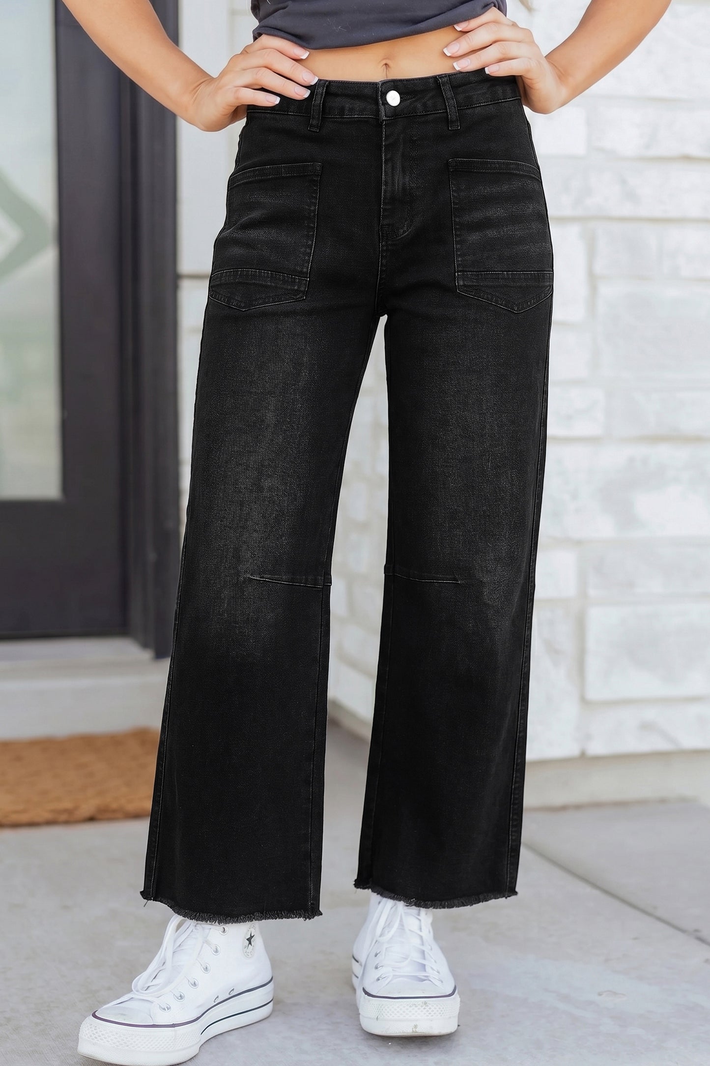 Beau Blue Frayed Cropped Straight Jeans