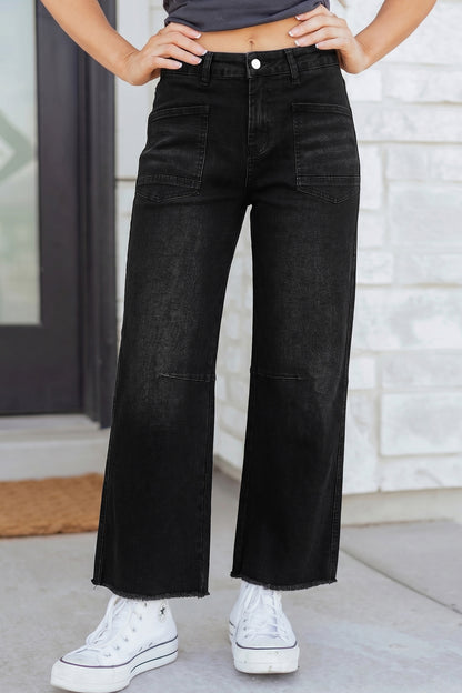 Beau Blue Frayed Cropped Straight Jeans
