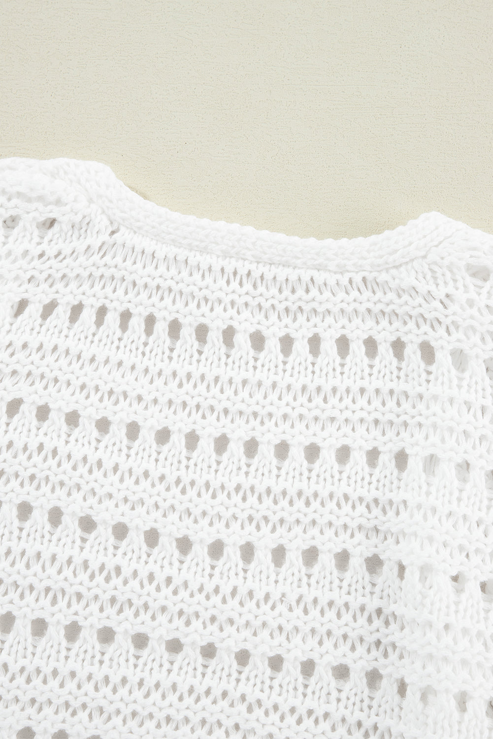 Cardigan ouvert à manches bracelet en tricot pointelle blanc