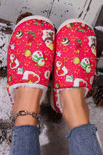 Fiery Red Christmas Cartoon Snowman Print Fuzzy Winter Slippers