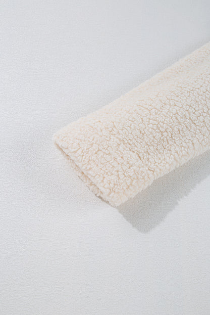 Sweat-shirt blanc uni en polaire à col montant et épaules tombantes