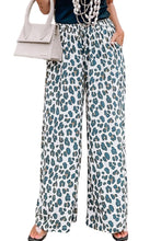 Leopard Print Pocketed Wide Leg Pants