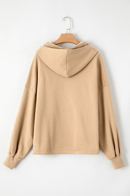 Sweat à capuche ample doublé en polaire parchemin avec poches kangourou à demi-fermeture éclair