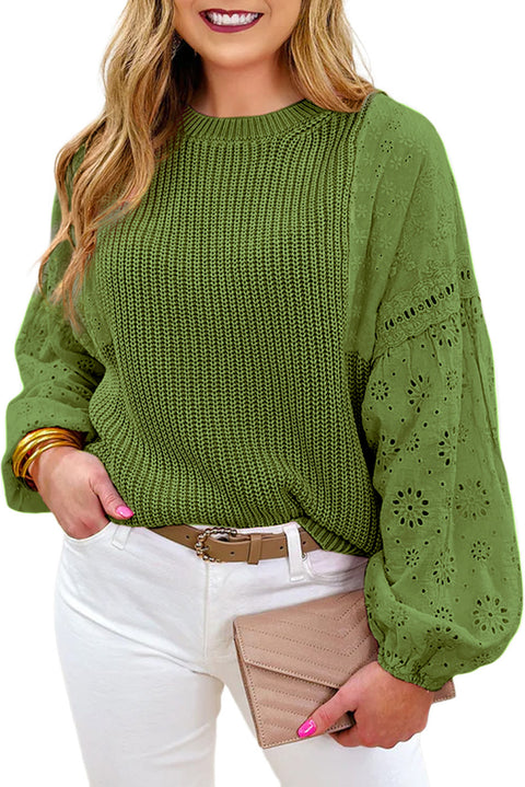 Jersey de patchwork con hombros caídos y ojales verde 
