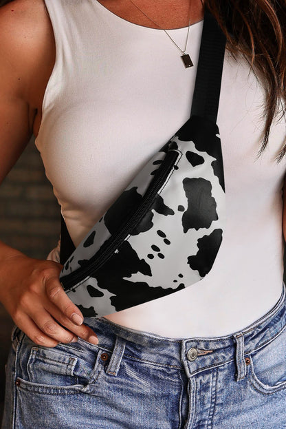 Mustard Animal Spots Printed Zipped Belt Bag