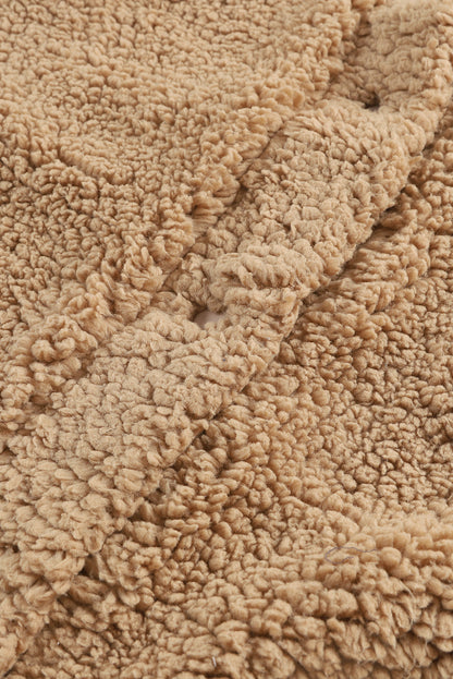 Green Snap Button Pocketed Sherpa Vest Jacket