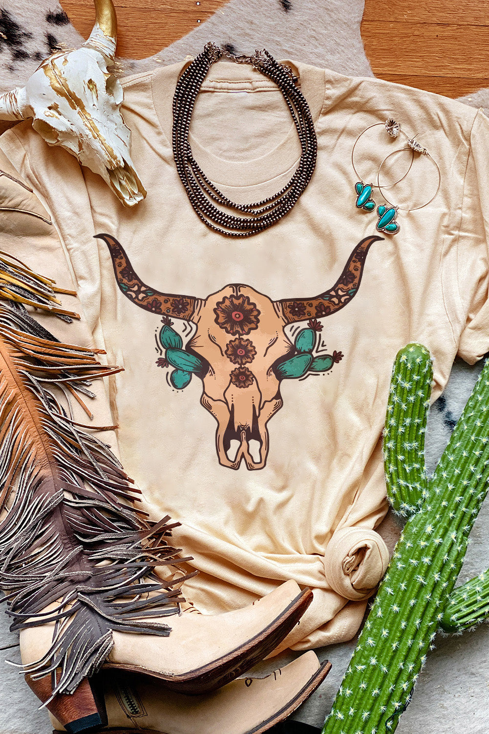 T-shirt à manches courtes avec imprimé floral et motif dinde