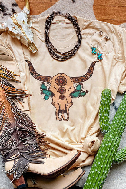 T-shirt à manches courtes avec imprimé floral et motif dinde