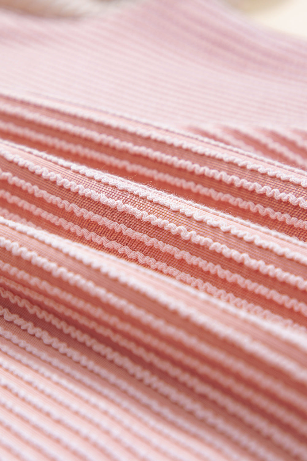 T-shirt texturé côtelé rose à blocs de couleurs