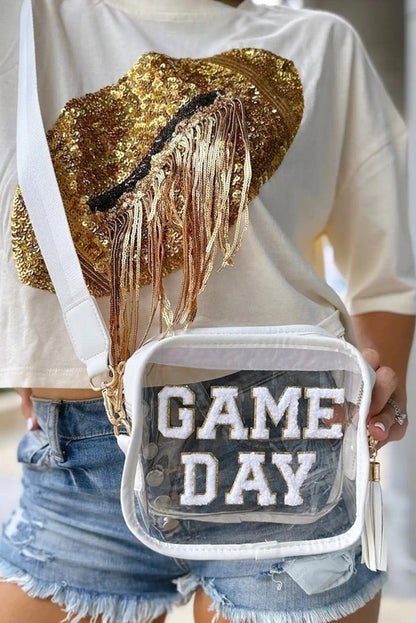 Sac à bandoulière transparent blanc à motif GAME DAY