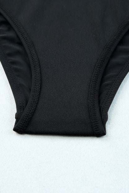 Bañador bikini de 2 piezas con ribete de malla de leopardo 