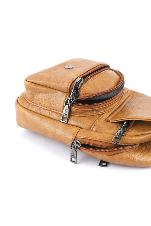 Khaki Vintage Multi Pockets Sling Bag
