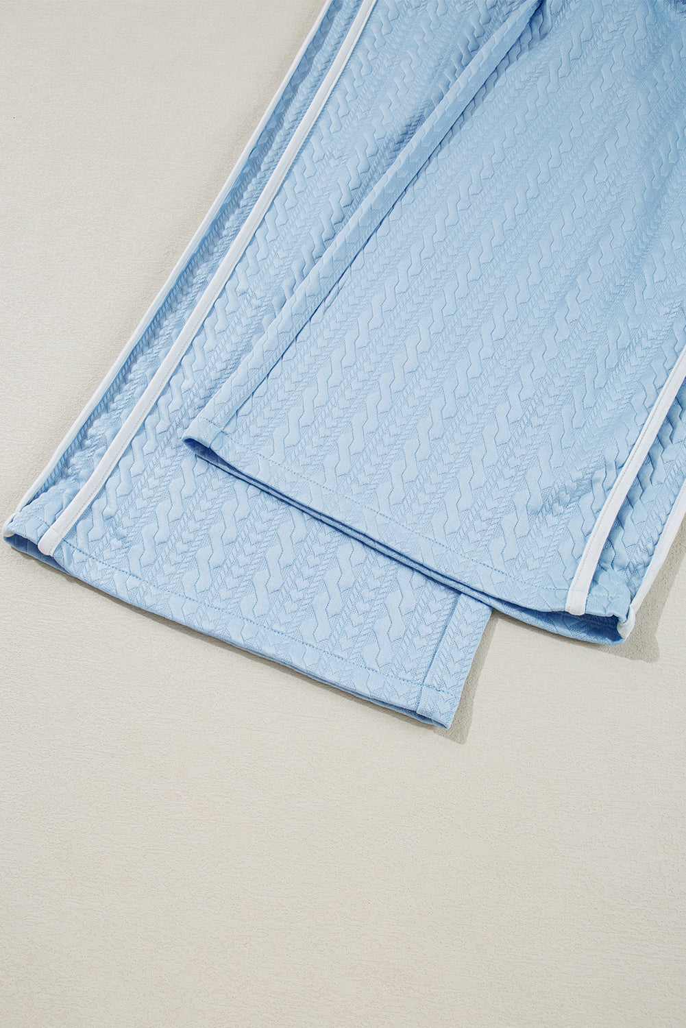 Ensemble débardeur et pantalon taille haute à bordures colorblock texturées bleu Beau