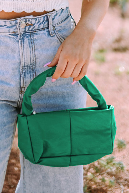 Minimalist PU Leather Zipped Square Handbag 23*7*13cm