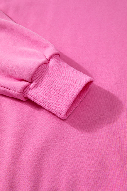 Sweat-shirt uni Bonbon à col rond et ourlet haut-bas