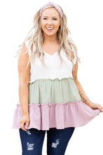 Plus Size Color Block Ruffle Tiered Babydoll Tank Top