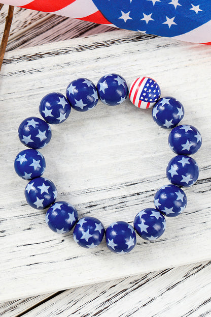 American Flag Accent Starry Beading Bracelet