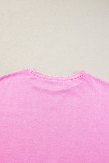 Pink Candy Colorblock French Terry Top