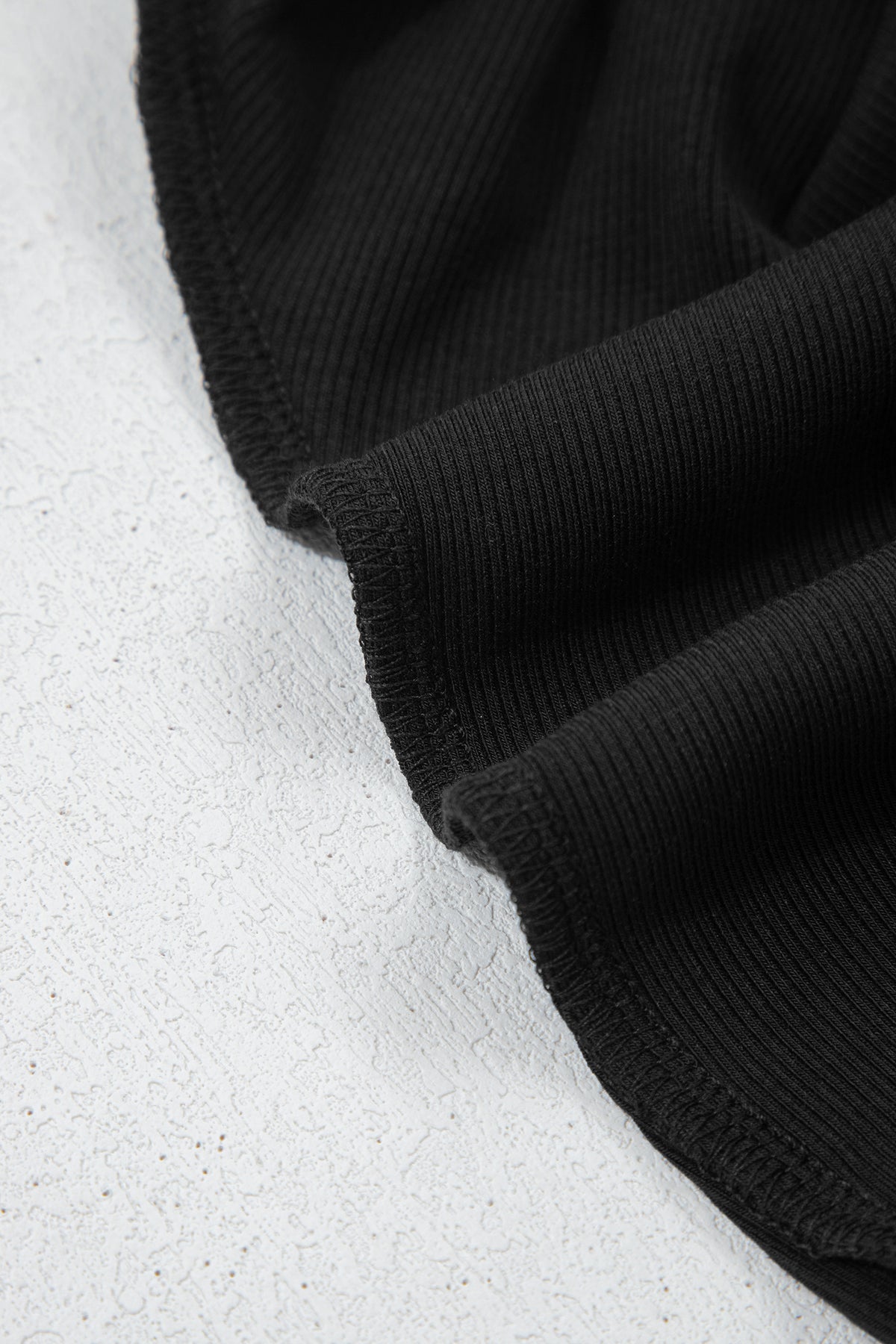 Black Solid Color Oversize Slit Sweatshirt Ribbed Leggings 2pcs Set