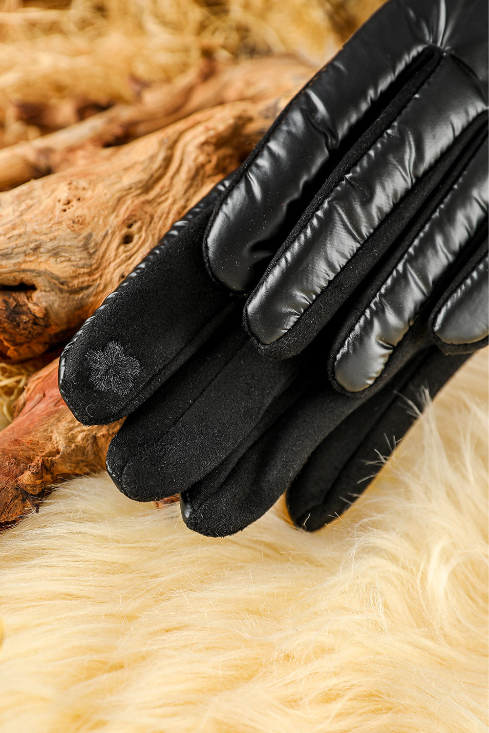 Gray Shiny Touch Screen Cycling Gloves