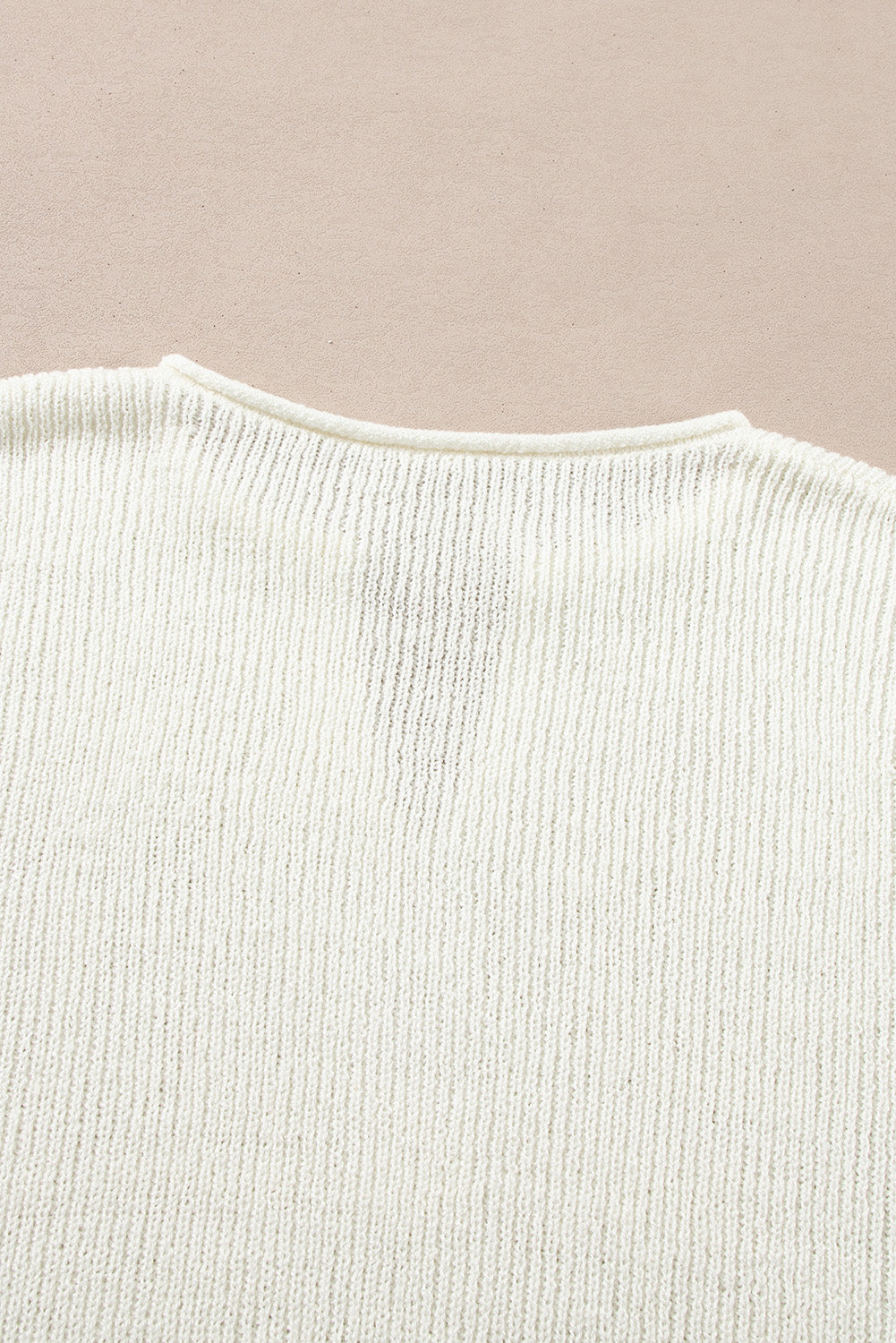 Brown Striped Accent Notched V Neck Cropped Sweater T Shirt