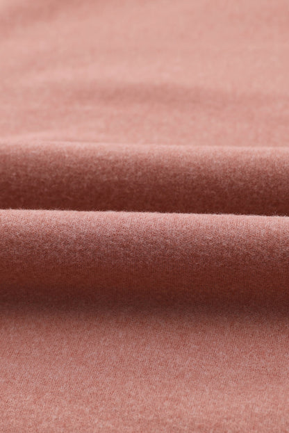 Brown Waffle Knit Patchwork Drawstring V Neck Hoodie