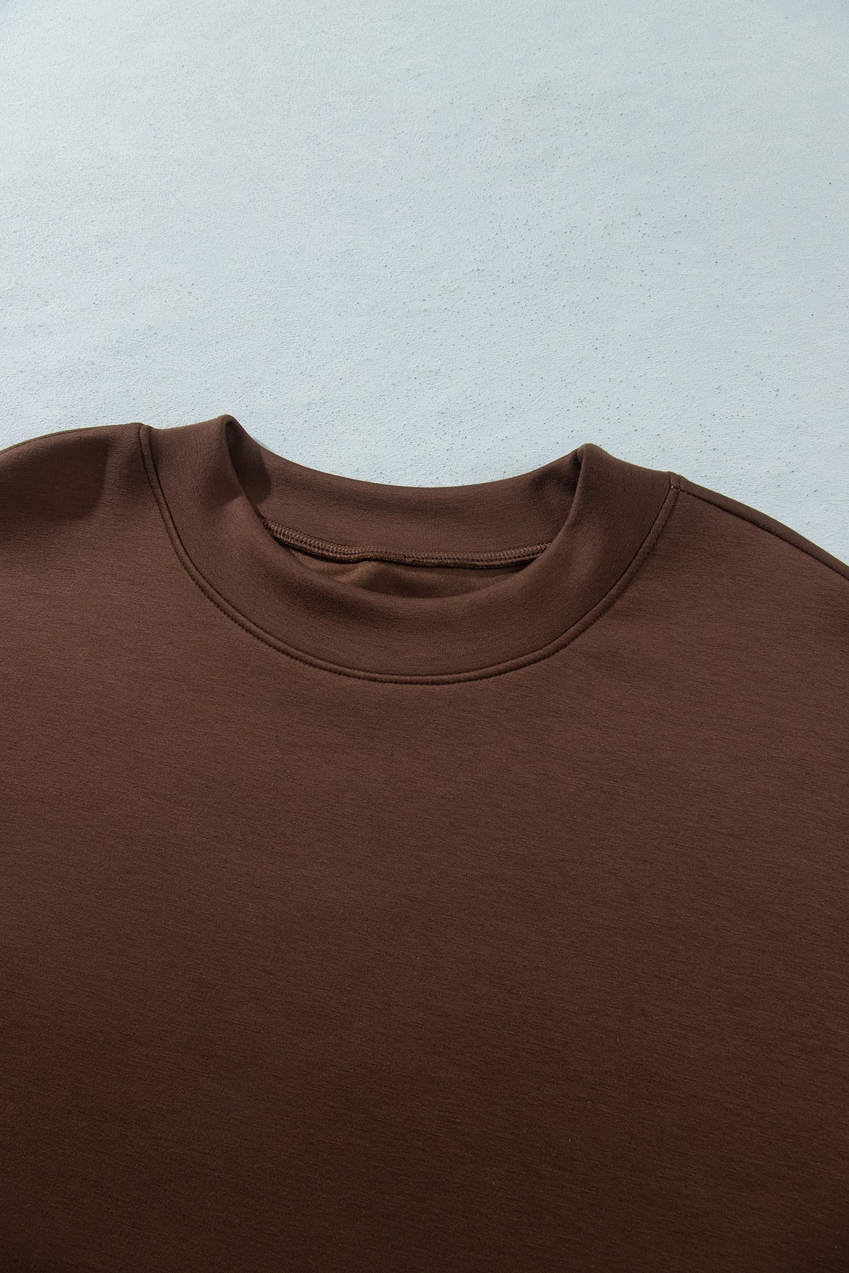 Coffee Mock Neck Camo Patchwork Drop Shoulder Plus Size Sweatshirt