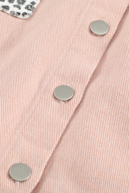 Sky Blue Contrast Leopard Denim Jacket