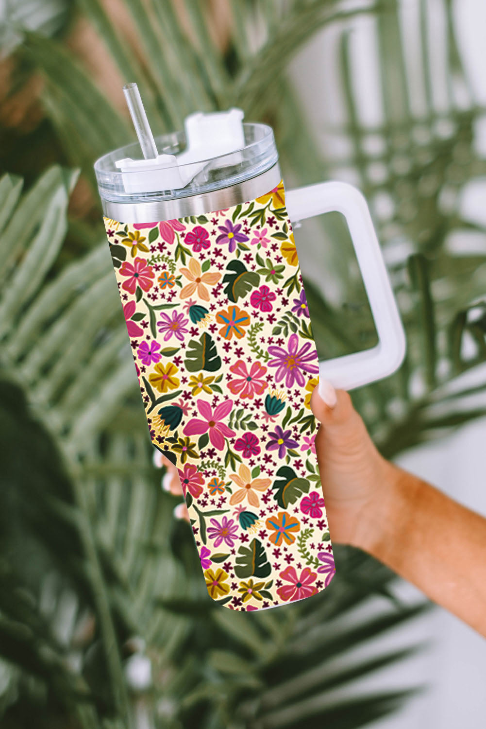 Tasse isotherme en acier inoxydable à imprimé léopard Mama avec poignée 40 oz