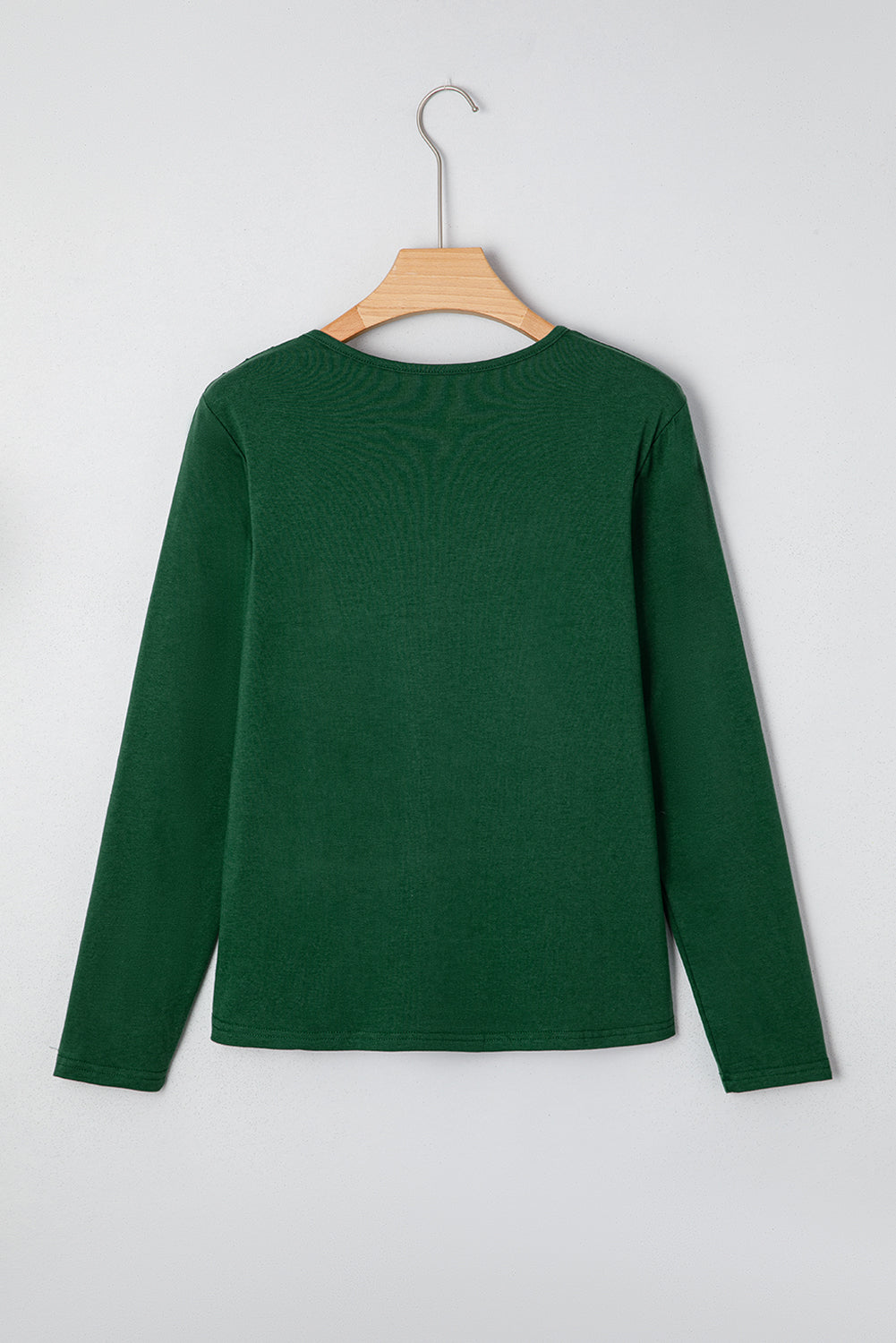 Evergreen  Asymmetric Seam Detail Solid Color Long Sleeve Top