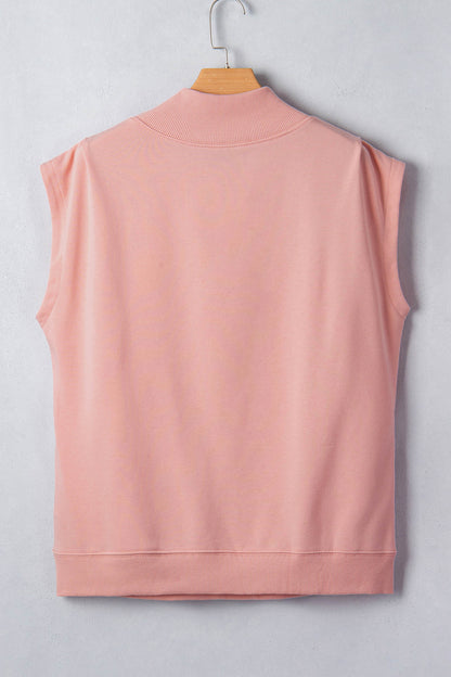 Pink Lake Weekend Graphic High Neck Short Sleeve Top