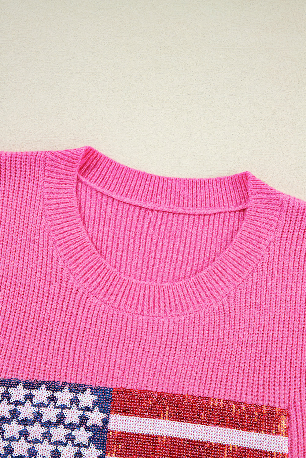 Gilet tricoté scintillant avec drapeau américain Bonbon