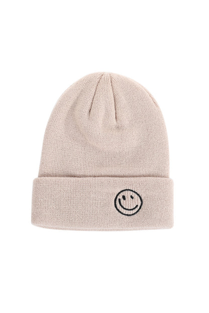White Smiley Face Eaveless Beanie Hats