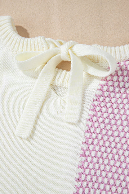 Pull Bonbon à nouer dans le dos et colorblock neutre