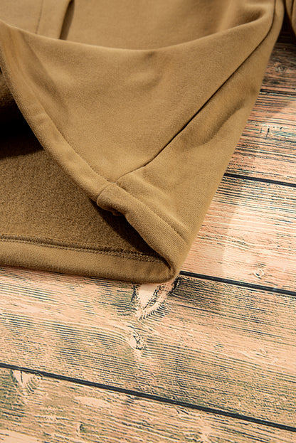 Sweat à capuche ample doublé en polaire marron avec poches kangourou à demi-fermeture éclair