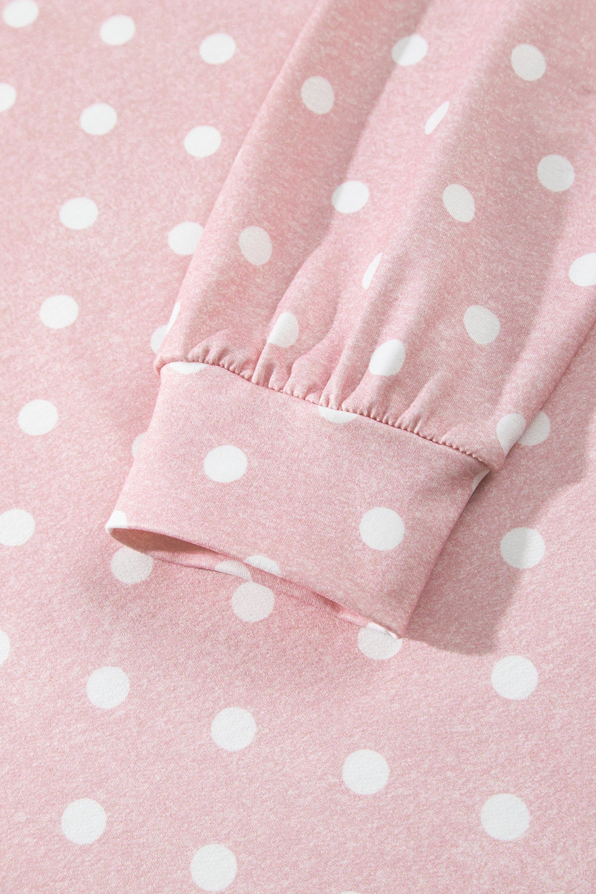 Pink Polka Dot Long Sleeve Top Drawstring Shorts Loose 2pcs Set