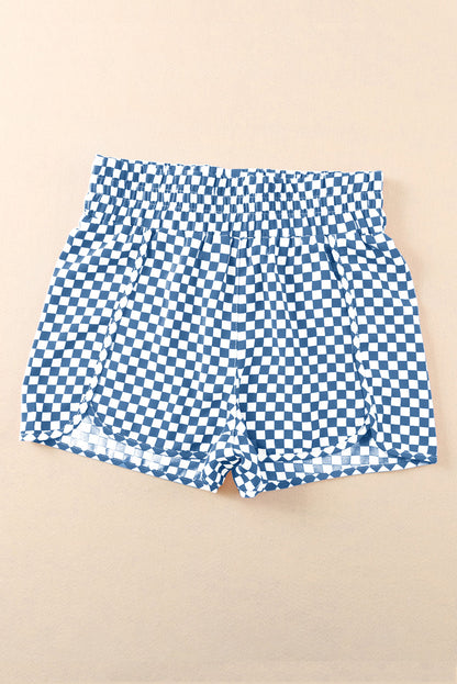 Blue Leopard High Waisted Athletic Shorts