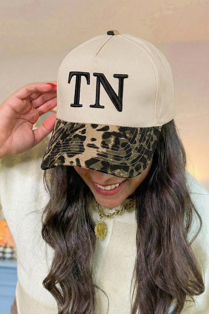 Black TN Contrast Leopard Brim Game Day Baseball Cap