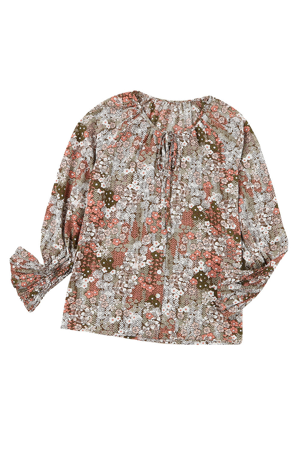 Blusa con botones y cuello en V con estampado floral 