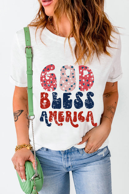 T-shirt blanc avec imprimé « God Bless America »