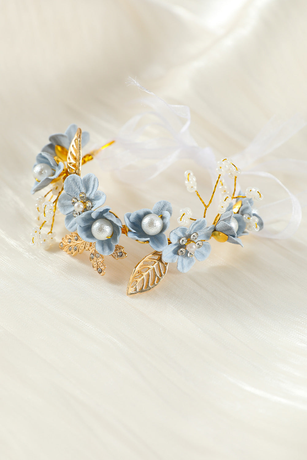 Alloy Flower Ribbon Tie Wedding Bracelet