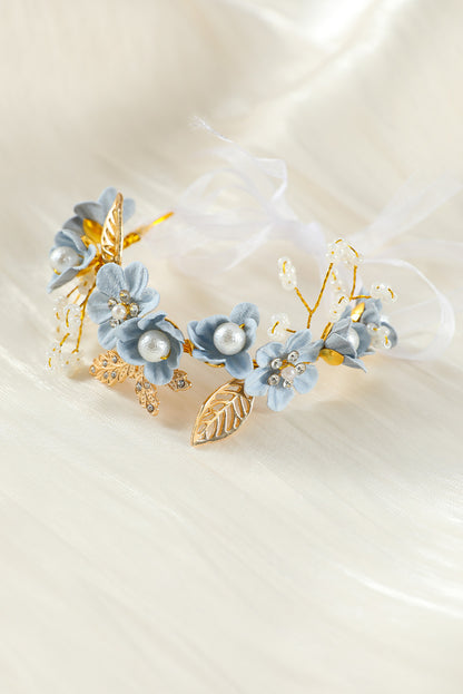 Alloy Flower Ribbon Tie Wedding Bracelet