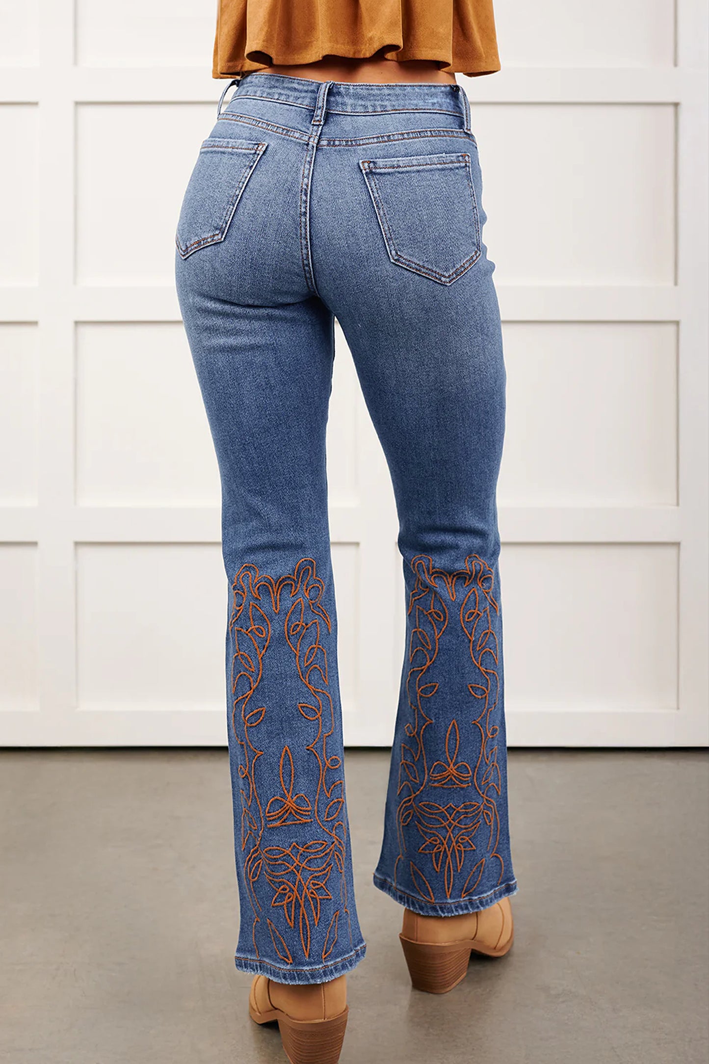 Ashleigh Blue Embroidered Flare Leg Jeans