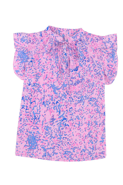 Haut à lacets et volants à imprimé léopard 